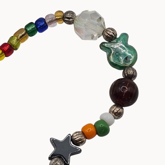 Star of Bethlehem Womens Multicolor Beaded Silver Tone Cross Religious Bracelet - Picture 9 of 13